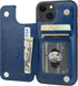 ONETOP Wallet Case for iPhone 13, PU Leather Kickstand with Card Holder, Double Magnetic Clasp, 6.1 Inch (Blue)