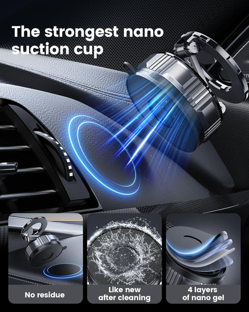 JunDa Holder,360 Suction Cup Magnetic Phone Adjustable Foldable Retractable Suction Cup Car Mount,Compatible