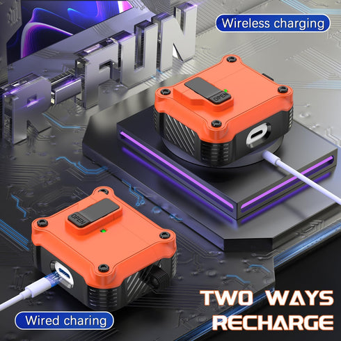 R-fun AirPods 3rd Generation Charging Case Cover, Full Drop Protection with Cleaner Kit & Keychain (Orange)