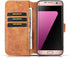 UEEBAI PU Leather Case for Samsung Galaxy S7 Edge, Vintage Retro Wallet Flip Cover, Brown