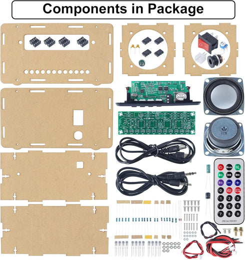DIY Bluetooth-Compatible Speaker Kit, DIY FM Radio Soldering Project USB Mini Home Sound Amplifier DIY Electronics Kit with Digital Display and Colorful LED Lights for Soldering Practice