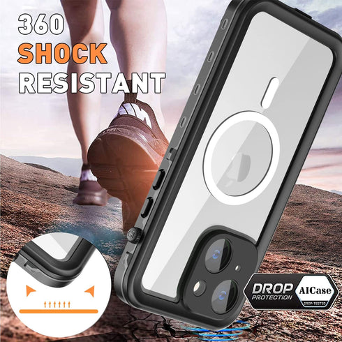 AICase iPhone 14 Case: Waterproof MagSafe Magnetic Protective Cover, Shockproof Full Body Clear with Screen Protector