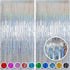 Melsan Silver Tinsel Foil Curtain, 2 Pack, 3.2 ft x 8.2 ft, Sparkle Metallic Backdrop for Party Decorations