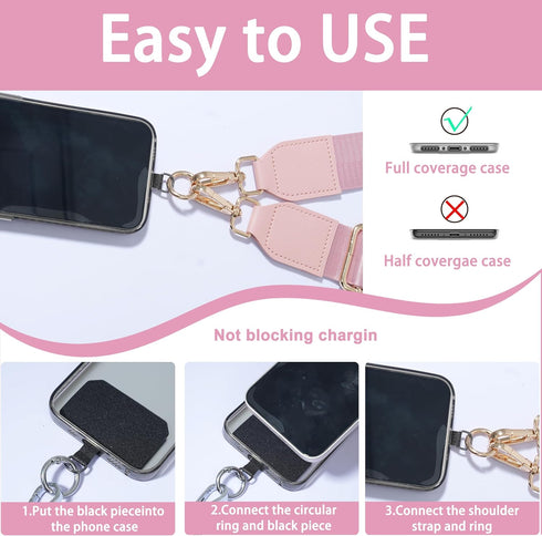 Reorwo Clip and Go Phone Strap with Zippered Pouch,Phone Strap with Cellphone Chain Accessories
