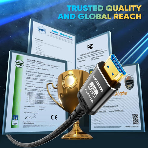 Yuaice 10K 8K 4K 2.1 1.5FT/0.45M, 48Gbps 8K@60Hz 4K@120Hz, 2.2 2.3, HDR10, TV/PS5/Xbox/HDTV/Blu-ray HDMI Cable Ultra