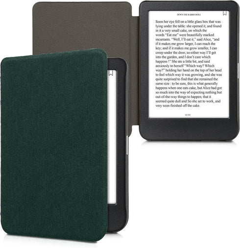 kwmobile Petrol Felt Fabric Case for Kobo Clara BW/Colour - Slim Book Style Protective Cover