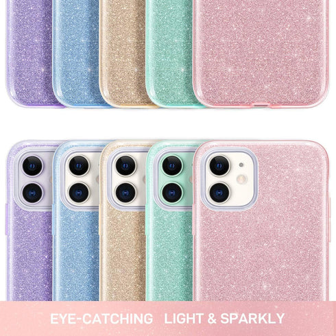 MILPROX Bling Sparkly Glitter Case for iPhone 11, Protective 3 Layer Hybrid Anti-Slick Slim Soft Cover, Blue