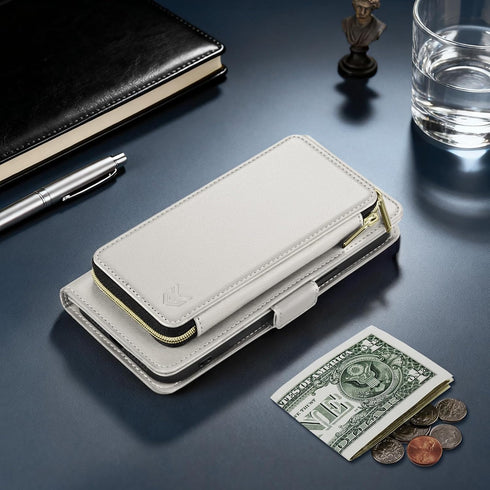 DJBEAR 17 6.3" 9 17 for iPhone Wallet Case for Men & Women, All-in-One Flip Folio Cover with Card Slots, Zipper Pocket