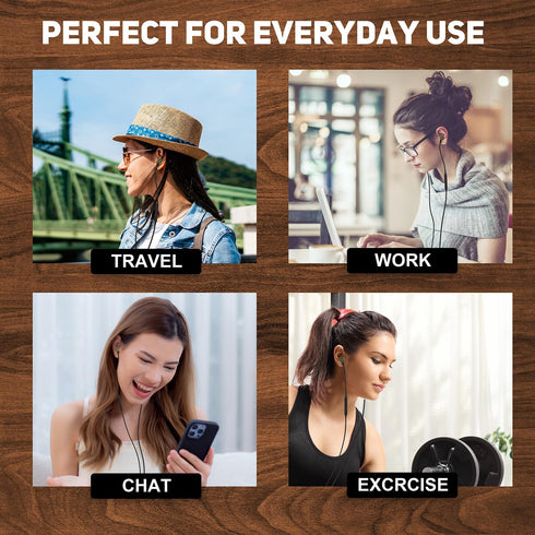 USB C Headphones for iPhone - Type C Earbuds Red Pear Wood Wired HiFi Stereo with Remote & Mic, Dark Green