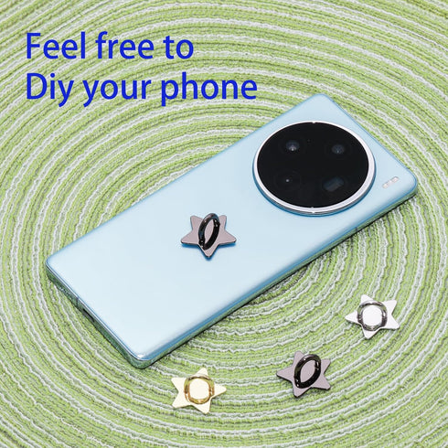 YUYUDEHM 12 Pcs Phone Charm Hook, Cell Phone Finger Ring, Star Phone Holder, Adhesive Metal Phone Finger Grip Loop