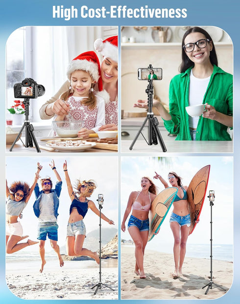 povodo 60" Phone Tripod for iPhone:Extendable Selfie Stick for iPhone-andriod, Selfie Stick Tripod with Remote