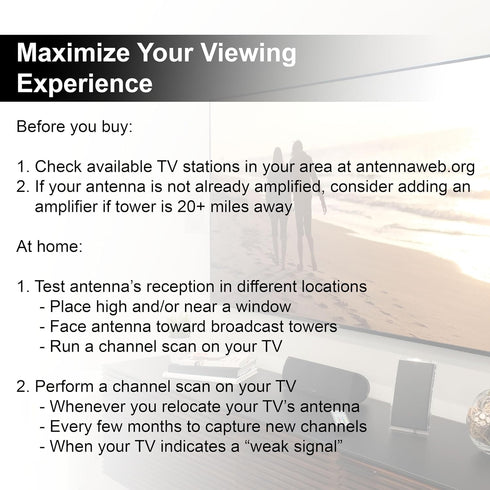 GE 4K 1080p 48732 TV Antenna for Smart TV Indoor, HD Antenna, Supports Signal Reception with Signal Amplifier, Free