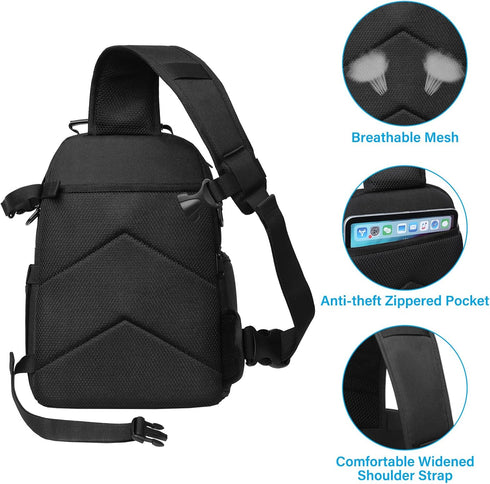 MOSISO Camera Sling Bag, DSLR/SLR/Mirrorless Case, Crossbody Sling Backpack for Photographers, Black