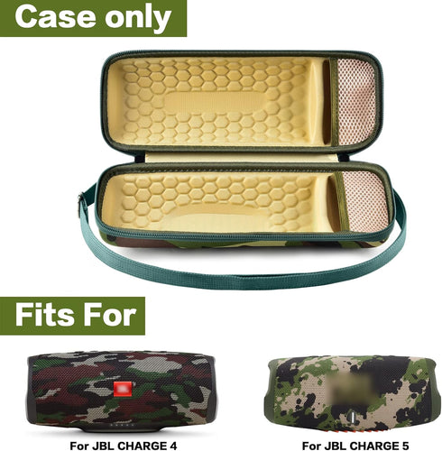 Hard Travel Case for JBL Charge 4/ Charge 5 Waterproof Bluetooth Speaker. Carrying Storage Bag Fits Charger and USB Cable - Squad Camo (Case Only)