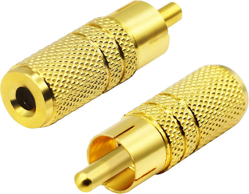 zdyCGTime Gold Plated RCA to 3.5MM Audio Adapter, 3.5mm Female to RCA Male Plug Connector, 2 Pack