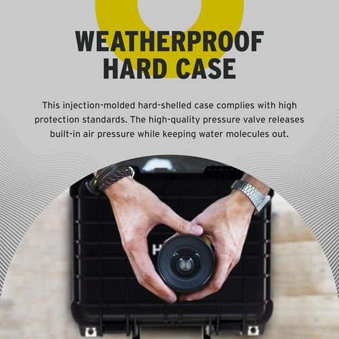 Koah Weatherproof Hard Case with Customizable Foam (13 x 11 x 6 Inch), Water and Shock Proof for Cameras, Drones