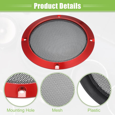 ACROPIX Universal 5" Car Speaker Grills Cover, Round Mesh Protector Case with Mounting Screws, Iron Red - 4 Pack
