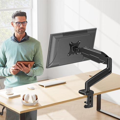MOUNT PRO Single Monitor Desk Mount - Articulating Gas Spring Arm for 13 to 32 Inch LCD Monitors