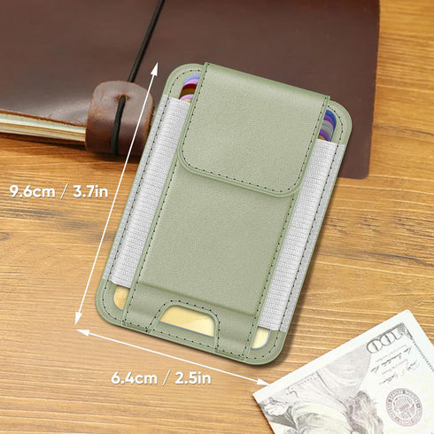 FINPAC MagSafe Wallet, Magnetic Card Holder for iPhone 15/14/13/12 Series, RFID Blocking, Slim Leather Wallet (Bamboo