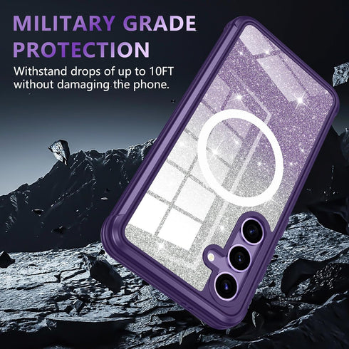 Hekodonk Glitter Case for Samsung Galaxy S24 Plus, Compatible with MagSafe, Full Body Shockproof with Screen & Camera