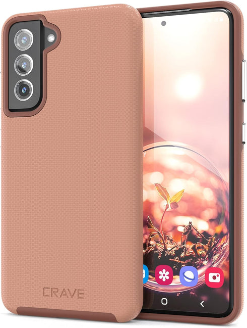Crave Dual Guard Case for Samsung Galaxy S21 FE, Shockproof Protection Dual Layer Case - Blush