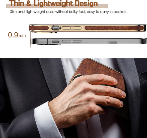 LOHASIC iPhone 13 Pro Case - Vintage Leather Slim Luxury PU Soft Flexible Bumper, Shockproof Anti-Scratch Cover