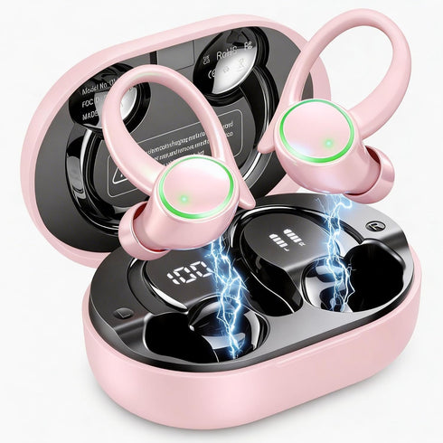 Wireless Earbuds, Bluetooth 5.4 Headphones Sports, 50H Playback Over-Ear buds with ENC
