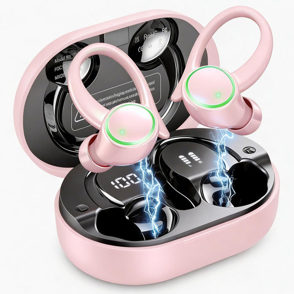 Wireless Earbuds, Bluetooth 5.4 Headphones Sports, 50H Playback Over-Ear buds with ENC