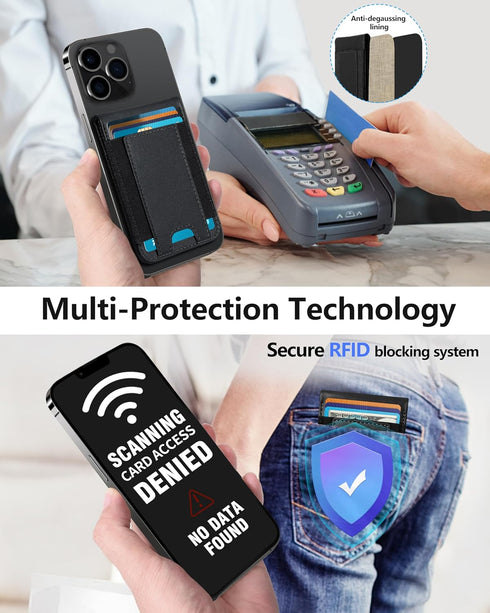 17/16/15/14 Max/14 Pro/14/14 Plus/13/12 9 ExtreLife for Magsafe Wallet, Adjustable Stand, Open ID Window, Magnetic