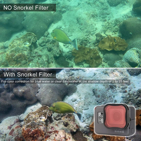 3-Pack Camera Lens Filter Set for GoPro Hero 5/6/7 Black/Hero (2018) Cameras, ND8, Light Red, and Magenta Filters