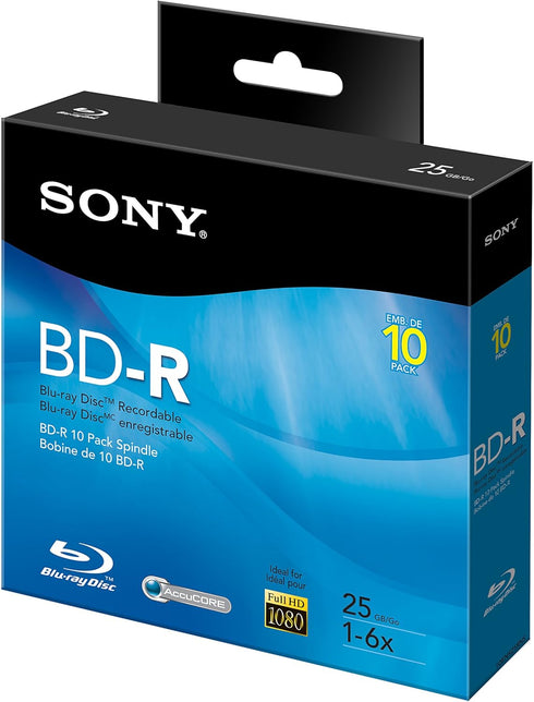 Sony 10BNR25RNS 6x 25GB Recordable Blu-Ray Disc - 10 Pack Spindle