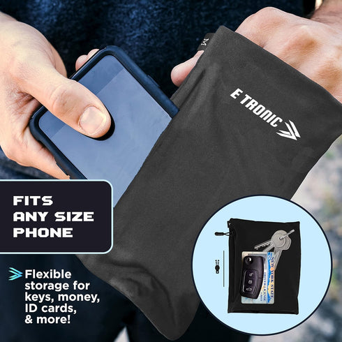 E Tronic Edge Phone Holder for Running, Cell Phone Arm Bands with Reflective Logo, Phone Strap Armband Fits iPhone and Android, Use for Running, Walking, Hiking and Biking, Blue, Small