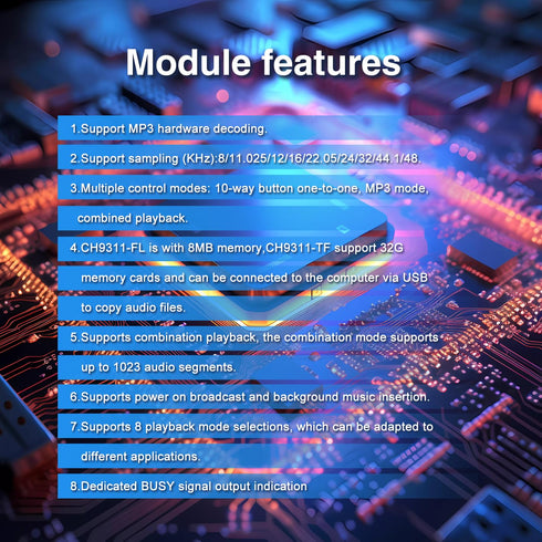20W 8MB MP3 12V Programmable 10-Way Sound Playback Board, Voice Module USB Downloadable Music Player DAC Output Support