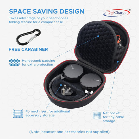 Digicharge Carry Case for Sony WH-CH520/WH-CH510/MDR-ZX110, JBL Tune 520BT/510BT Headphones, Protective Cover Travel