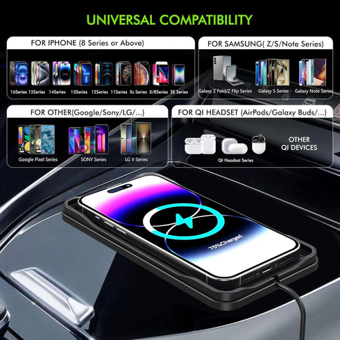 LANSEMKU 15w 17/16/15/14/13/12 S23 S22 S20 30cm Wireless Car Charger Pad, Fast Car Wireless Chargers Charging pad Non