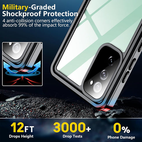SPIDERCASE Waterproof Case for Samsung Galaxy S20 FE 5G, 12FT Shockproof, IP68, Rugged, Built-in Screen Protector,
