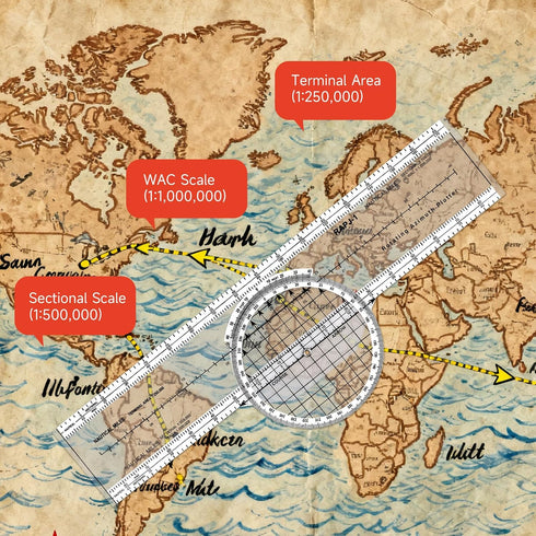 8 SimCoach Aviation Navigation Plotter, Premier Rotating Azimuth Plotter with WAC Charts, Flight Planning Routes Tools
