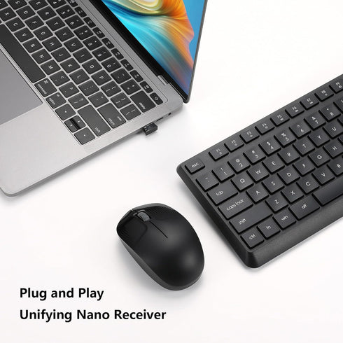 Wireless Keyboard and Mouse Combo for Windows, 2.4G Full-Sized External Cordless Computer Keyboard Mouse Combo for Laptop PC Desktop Chrome Mac, Number Pad 1600 DPI Silent Mouse USB Receiver (Black)