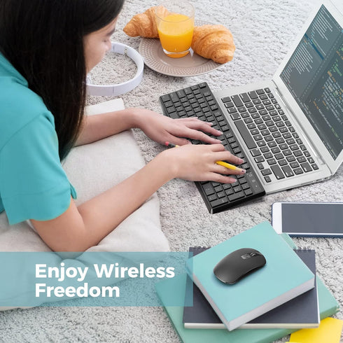 Lovaky Wireless Keyboard and Mouse Combo - 2.4G Full-Sized Ergonomic Keyboard - Quiet Click for