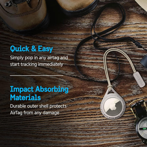 Pelican Protector AirTag Holder - Rugged Keychain with Strap Loop for Apple AirTag, Clear