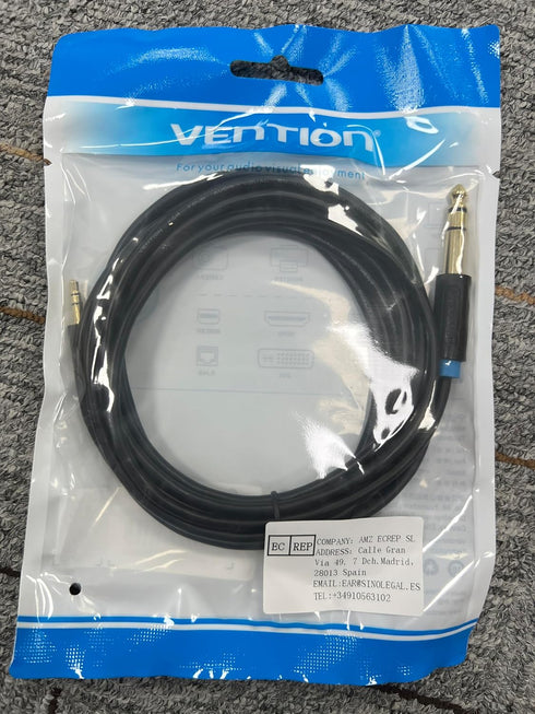 VENTION 3.5mm to 6.35mm Stereo Jack Cable, 6.35mm 1/4" Male to 3.5mm 1/8" Male Audio Cable (3m)