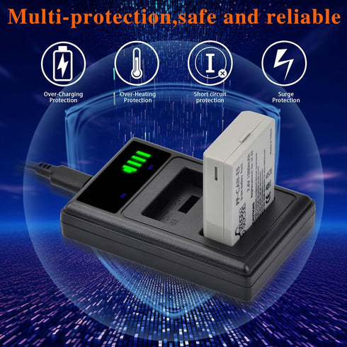 LP-E5 LPE5 LP E5 Battery and Smart LED Display Dual Channel Charger Compatible with Canon EOS Rebel XSi, Rebel T1i,