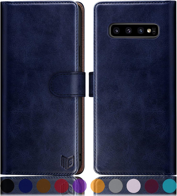 SUANPOT Leather Wallet Case for Samsung Galaxy S10+ /S10 Plus 6.4, RFID Blocking, Shockproof Flip Folio Cover