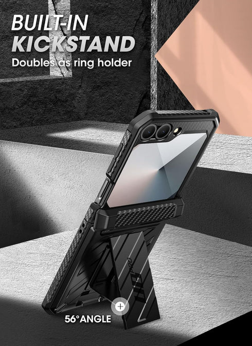 SUPCASE Samsung Galaxy Z Flip 6 Case - Black, with Stand & Belt-Clip, Hinge Protection, Full Body Rugged