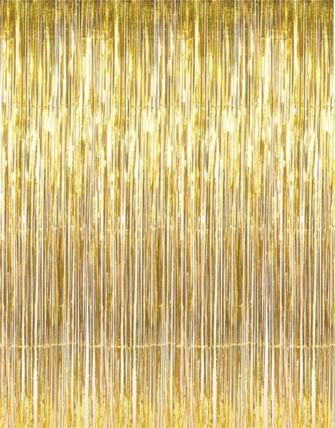 GOER 6.4 ft x 9.8 ft Metallic Tinsel Foil Fringe Curtains, 2 Pack Party Streamer Backdrop for Birthday and New Year
