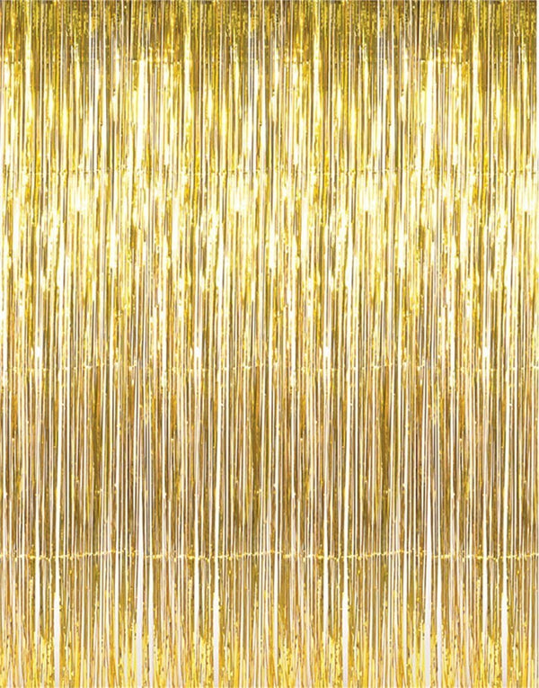 GOER 6.4 ft x 9.8 ft Metallic Tinsel Foil Fringe Curtains, 2 Pack Party Streamer Backdrop for Birthday and New Year