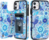 HAOPINSH iPhone 11 Wallet Case with Card Holder, Blue Flower Bird Pattern Back Flip PU Leather Case for Women Girls