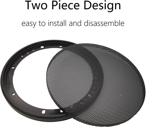 6.5" Speaker Grill Covers, Car Speaker Subwoofer Guard Protector, ABS Plastic Frame with Metal Mesh, Black - 2Pcs