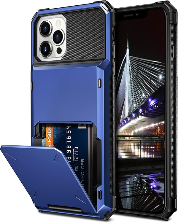 Vofolen Wallet Case for iPhone 13 Pro Max, 4-Card Holder ID Slot, Anti-Scratch Dual Layer Hybrid TPU, Navy