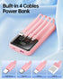 RONEGN 10000mah Pack 5 3 Portable Charger with Built in Cable - Power Bank Fast Charging USB C LED Display Battery